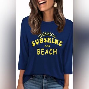 Navy Blue Sunshine and Beach Women's Top